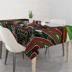 Merry Christmas Rabbitohs Tablecloth Aboriginal Santa Rugby Mascot - South Sydney Bunnies
