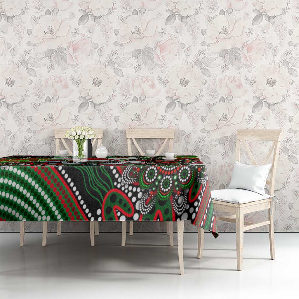 Merry Christmas Rabbitohs Tablecloth Aboriginal Santa Rugby Mascot - South Sydney Bunnies