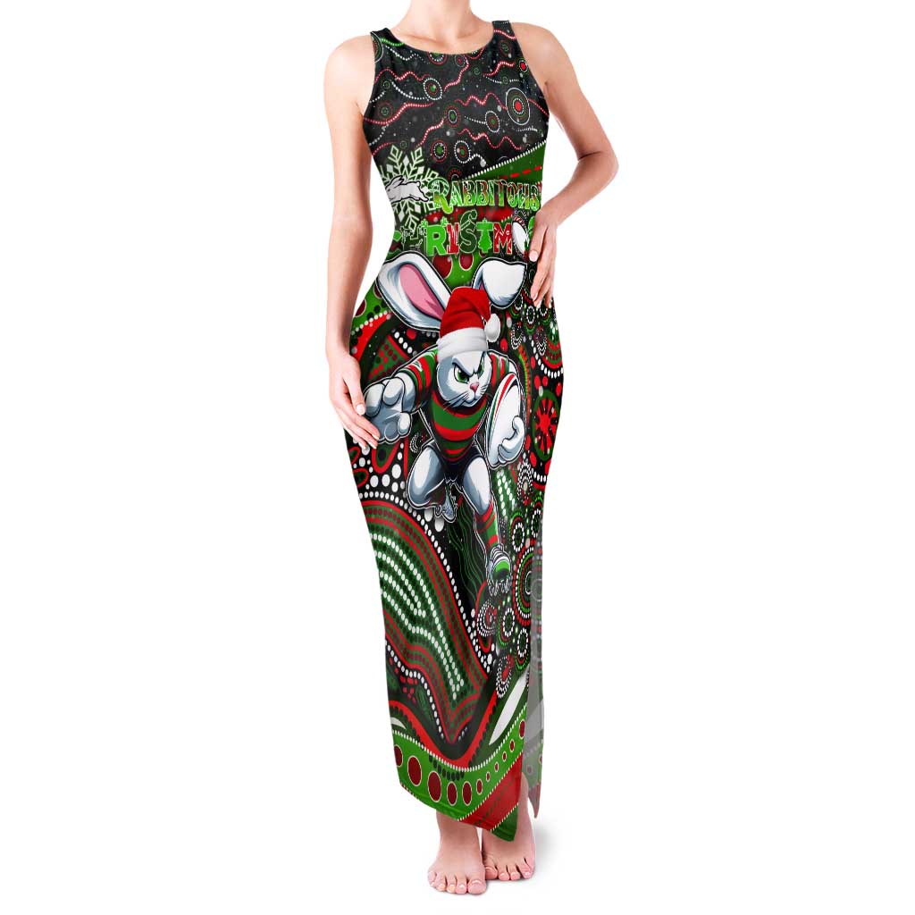 Merry Christmas Rabbitohs Tank Maxi Dress Aboriginal Santa Rugby Mascot - South Sydney Bunnies
