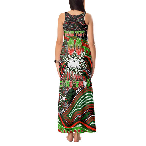 Merry Christmas Rabbitohs Tank Maxi Dress Aboriginal Santa Rugby Mascot - South Sydney Bunnies