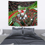 Merry Christmas Rabbitohs Tapestry Aboriginal Santa Rugby Mascot - South Sydney Bunnies