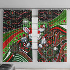 Merry Christmas Rabbitohs Window Curtain Aboriginal Santa Rugby Mascot - South Sydney Bunnies