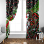 Merry Christmas Rabbitohs Window Curtain Aboriginal Santa Rugby Mascot - South Sydney Bunnies