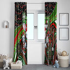 Merry Christmas Rabbitohs Window Curtain Aboriginal Santa Rugby Mascot - South Sydney Bunnies