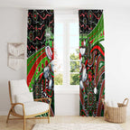Merry Christmas Rabbitohs Window Curtain Aboriginal Santa Rugby Mascot - South Sydney Bunnies