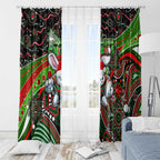 Merry Christmas Rabbitohs Window Curtain Aboriginal Santa Rugby Mascot - South Sydney Bunnies