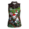 Merry Christmas Rabbitohs Women Sleeveless Polo Shirt Aboriginal Santa Rugby Mascot - South Sydney Bunnies