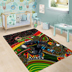 Merry Christmas Penrith Panthers Area Rug Aboriginal Santa Rugby Mascot - The Riff
