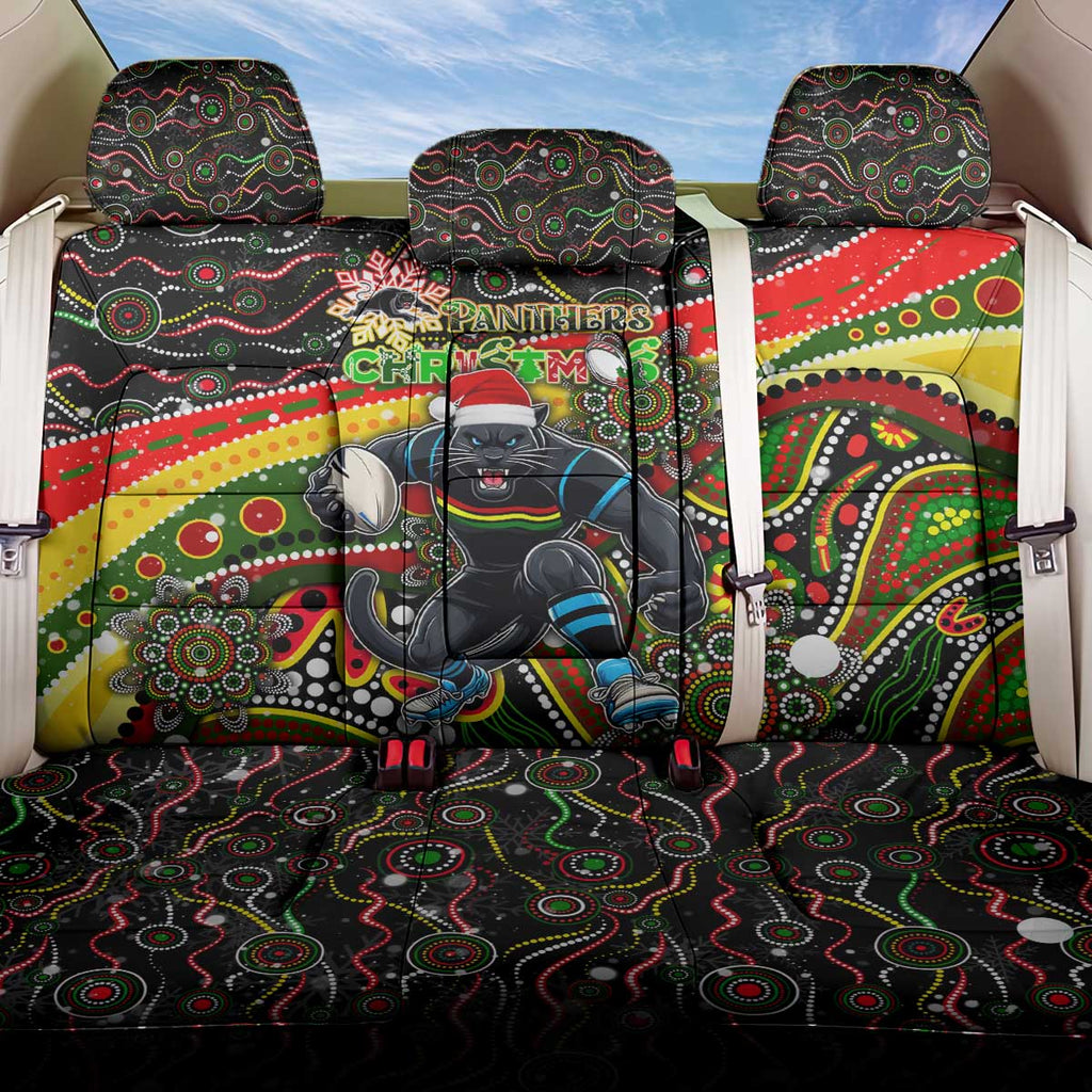 Merry Christmas Penrith Panthers Back Car Seat Cover Aboriginal Santa Rugby Mascot - The Riff