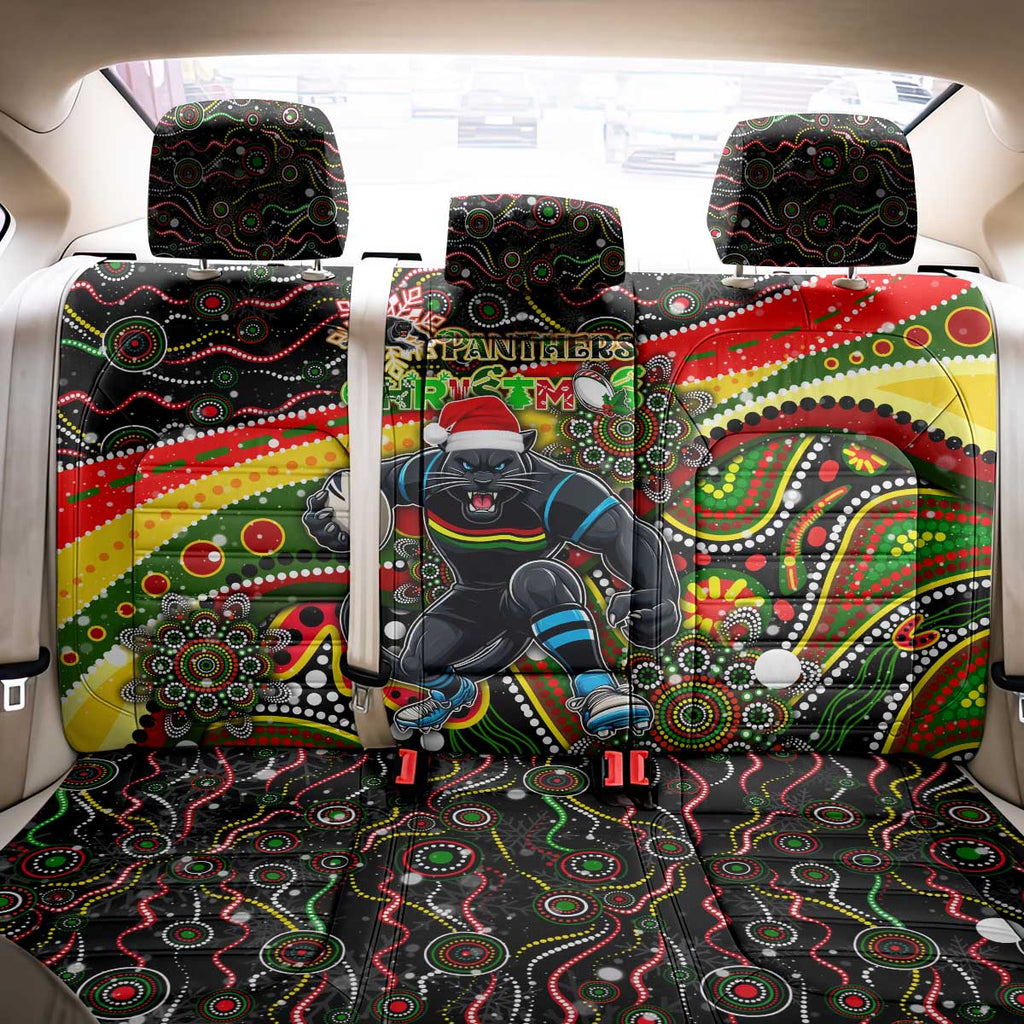 Merry Christmas Penrith Panthers Back Car Seat Cover Aboriginal Santa Rugby Mascot - The Riff