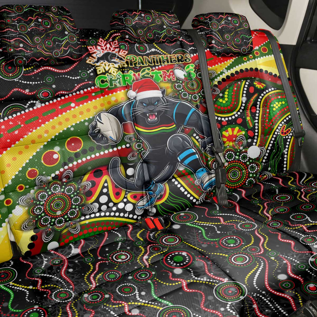 Merry Christmas Penrith Panthers Back Car Seat Cover Aboriginal Santa Rugby Mascot - The Riff