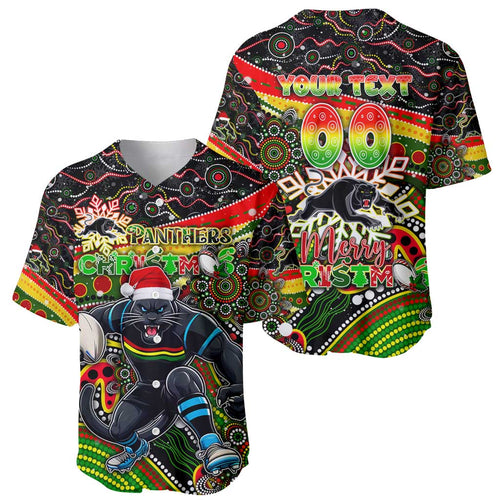 Merry Christmas Penrith Panthers Baseball Jersey Aboriginal Santa Rugby Mascot - The Riff