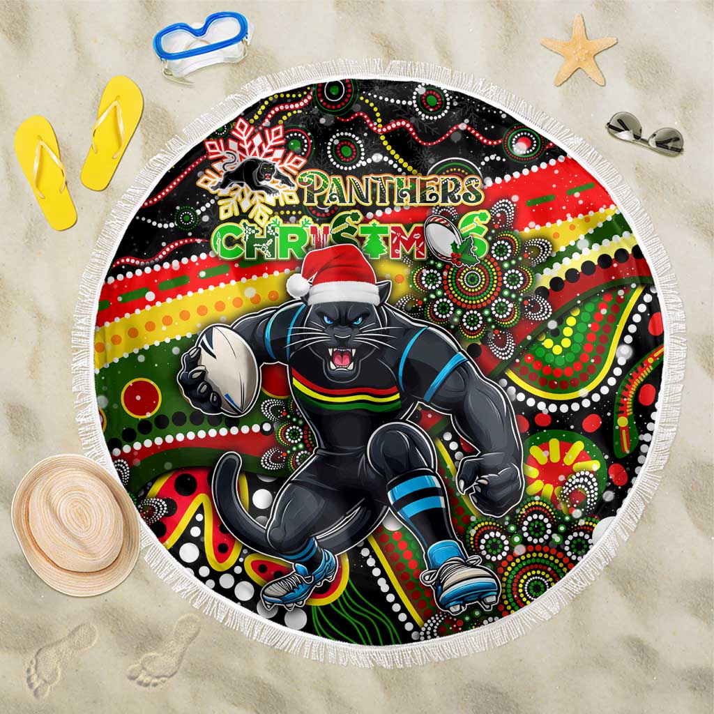 Merry Christmas Penrith Panthers Beach Blanket Aboriginal Santa Rugby Mascot - The Riff