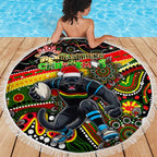 Merry Christmas Penrith Panthers Beach Blanket Aboriginal Santa Rugby Mascot - The Riff