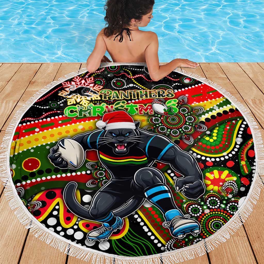 Merry Christmas Penrith Panthers Beach Blanket Aboriginal Santa Rugby Mascot - The Riff