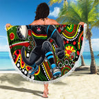 Merry Christmas Penrith Panthers Beach Blanket Aboriginal Santa Rugby Mascot - The Riff
