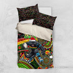 Merry Christmas Penrith Panthers Bedding Set Aboriginal Santa Rugby Mascot - The Riff