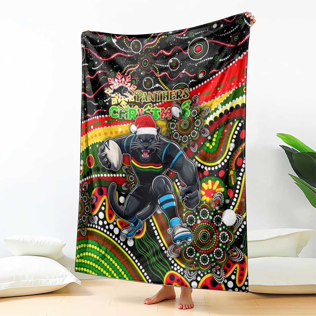 Merry Christmas Penrith Panthers Blanket Aboriginal Santa Rugby Mascot - The Riff