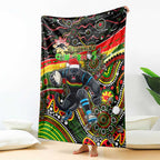 Merry Christmas Penrith Panthers Blanket Aboriginal Santa Rugby Mascot - The Riff