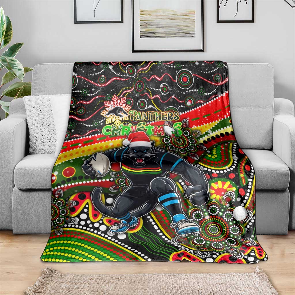 Merry Christmas Penrith Panthers Blanket Aboriginal Santa Rugby Mascot - The Riff