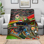Merry Christmas Penrith Panthers Blanket Aboriginal Santa Rugby Mascot - The Riff