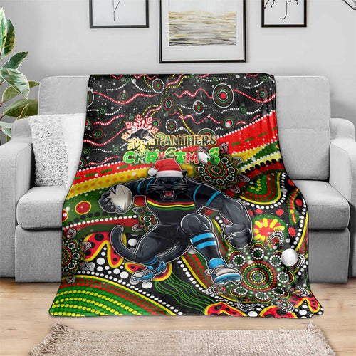 Merry Christmas Penrith Panthers Blanket Aboriginal Santa Rugby Mascot - The Riff