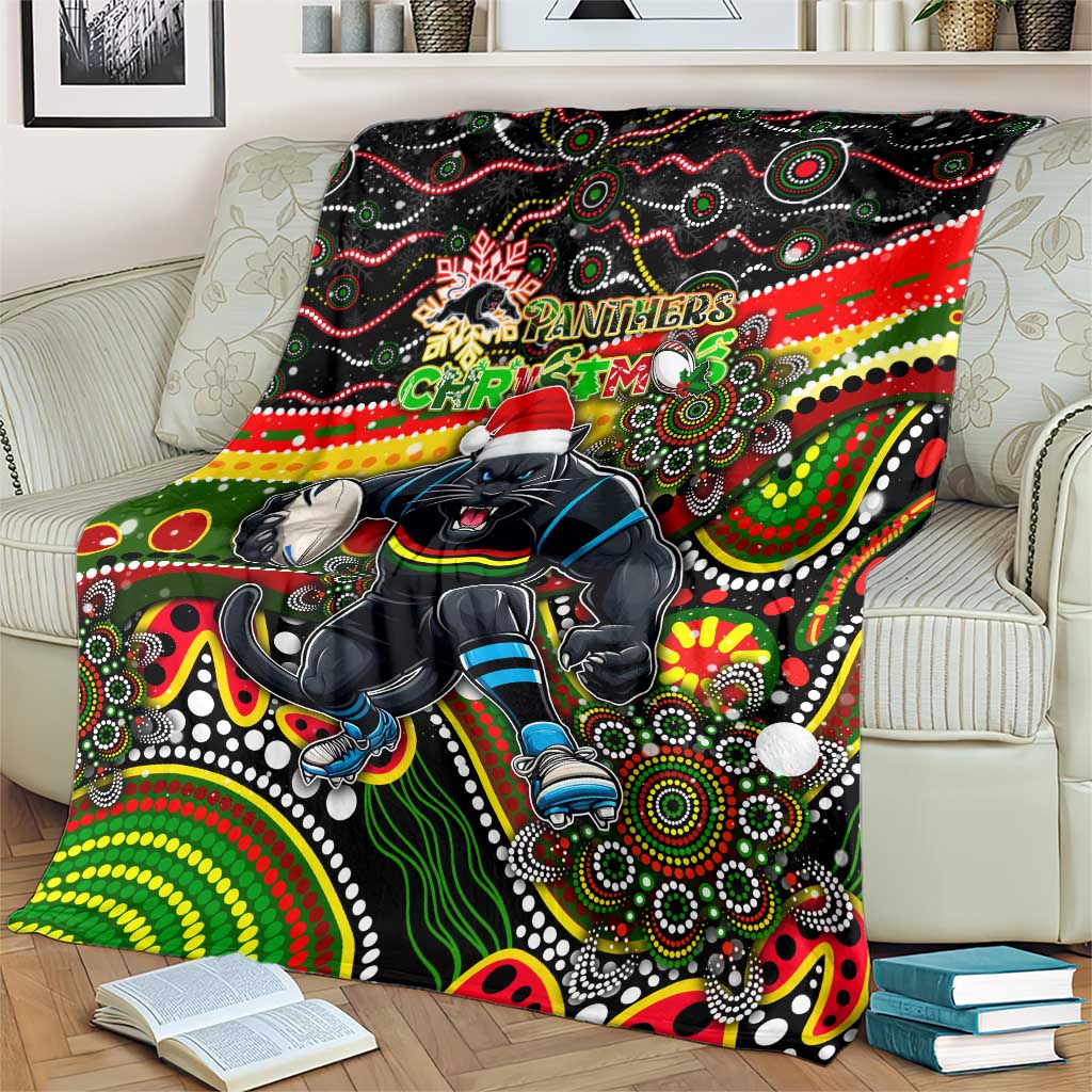 Merry Christmas Penrith Panthers Blanket Aboriginal Santa Rugby Mascot - The Riff