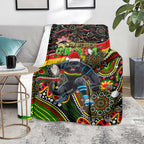 Merry Christmas Penrith Panthers Blanket Aboriginal Santa Rugby Mascot - The Riff