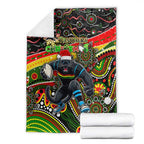 Merry Christmas Penrith Panthers Blanket Aboriginal Santa Rugby Mascot - The Riff