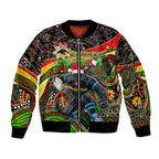 Merry Christmas Penrith Panthers Bomber Jacket Aboriginal Santa Rugby Mascot - The Riff