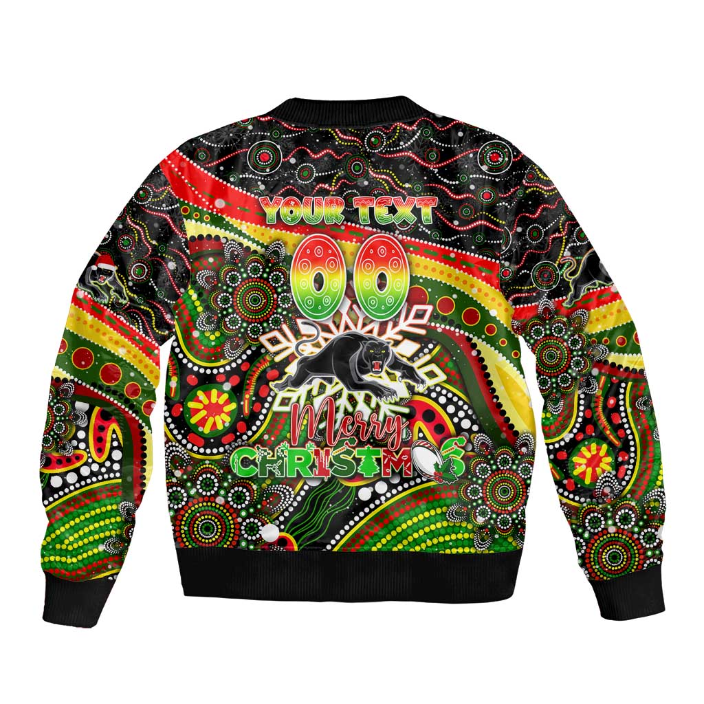 Merry Christmas Penrith Panthers Bomber Jacket Aboriginal Santa Rugby Mascot - The Riff