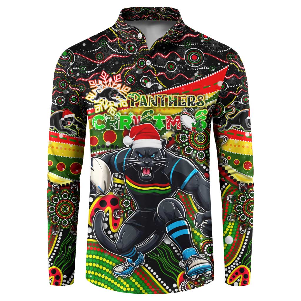 Merry Christmas Penrith Panthers Button Sweatshirt Aboriginal Santa Rugby Mascot - The Riff
