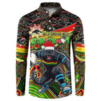 Merry Christmas Penrith Panthers Button Sweatshirt Aboriginal Santa Rugby Mascot - The Riff