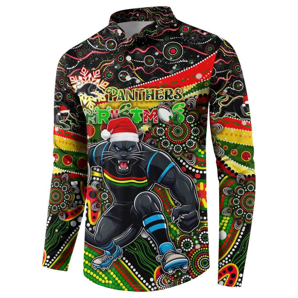 Merry Christmas Penrith Panthers Button Sweatshirt Aboriginal Santa Rugby Mascot - The Riff