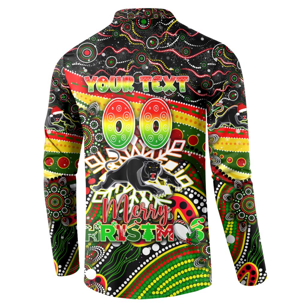 Merry Christmas Penrith Panthers Button Sweatshirt Aboriginal Santa Rugby Mascot - The Riff