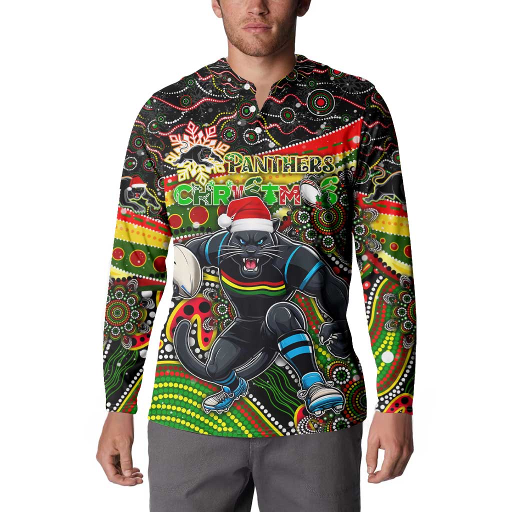 Merry Christmas Penrith Panthers Button Sweatshirt Aboriginal Santa Rugby Mascot - The Riff