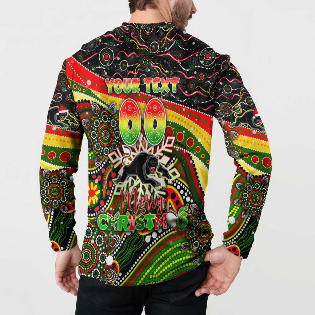 Merry Christmas Penrith Panthers Button Sweatshirt Aboriginal Santa Rugby Mascot - The Riff