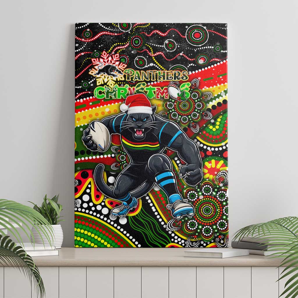 Merry Christmas Penrith Panthers Canvas Wall Art Aboriginal Santa Rugby Mascot - The Riff