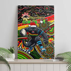 Merry Christmas Penrith Panthers Canvas Wall Art Aboriginal Santa Rugby Mascot - The Riff