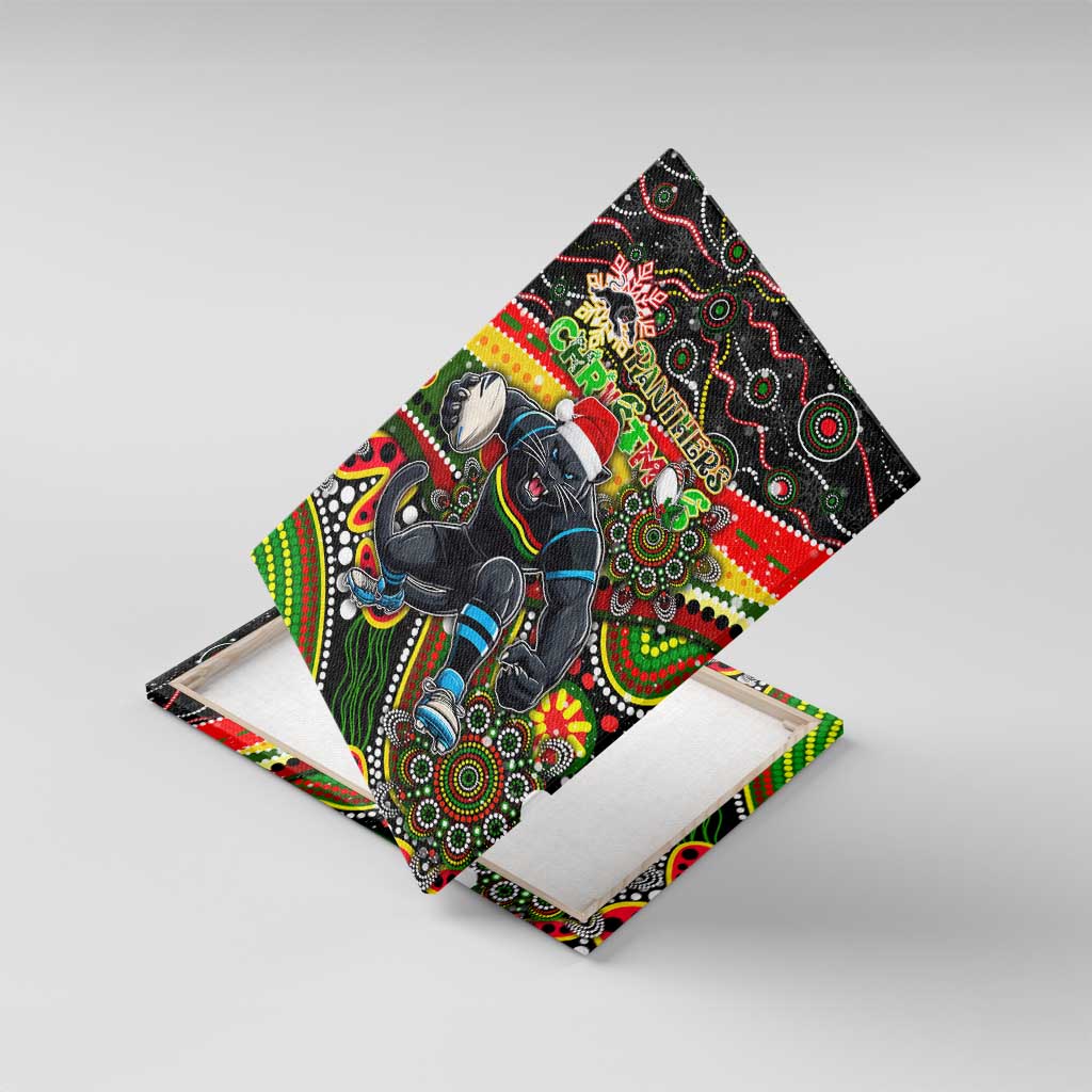Merry Christmas Penrith Panthers Canvas Wall Art Aboriginal Santa Rugby Mascot - The Riff