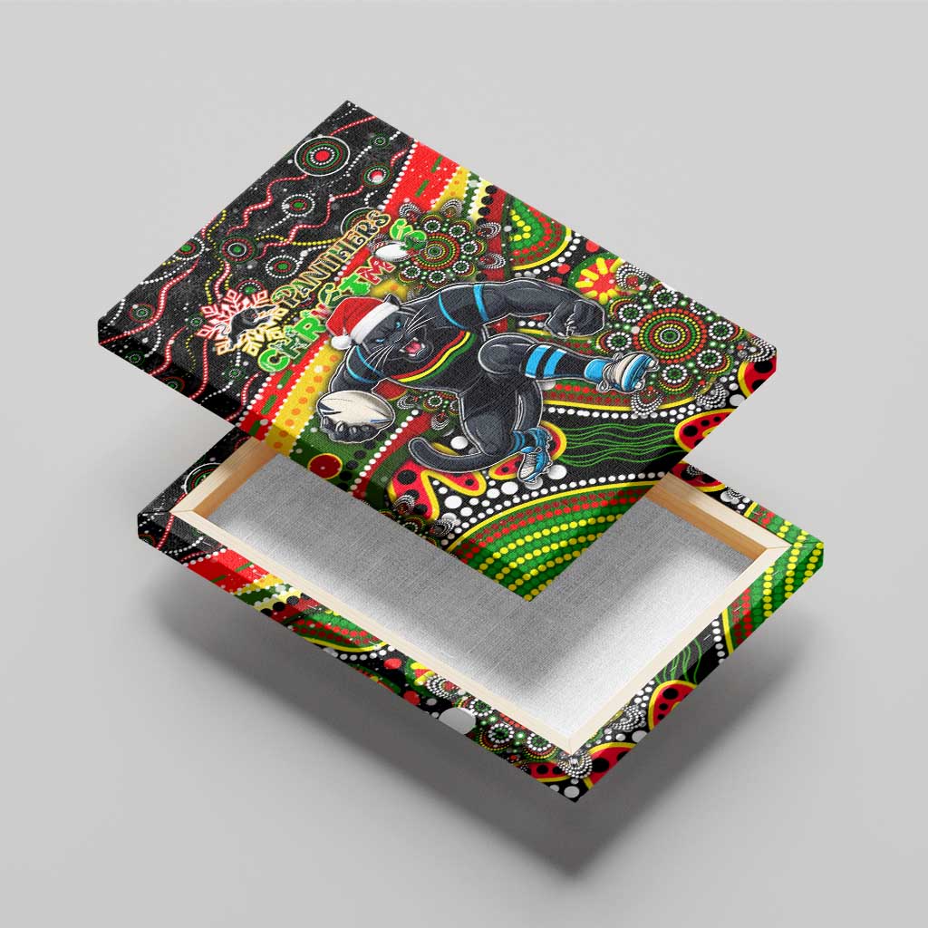Merry Christmas Penrith Panthers Canvas Wall Art Aboriginal Santa Rugby Mascot - The Riff