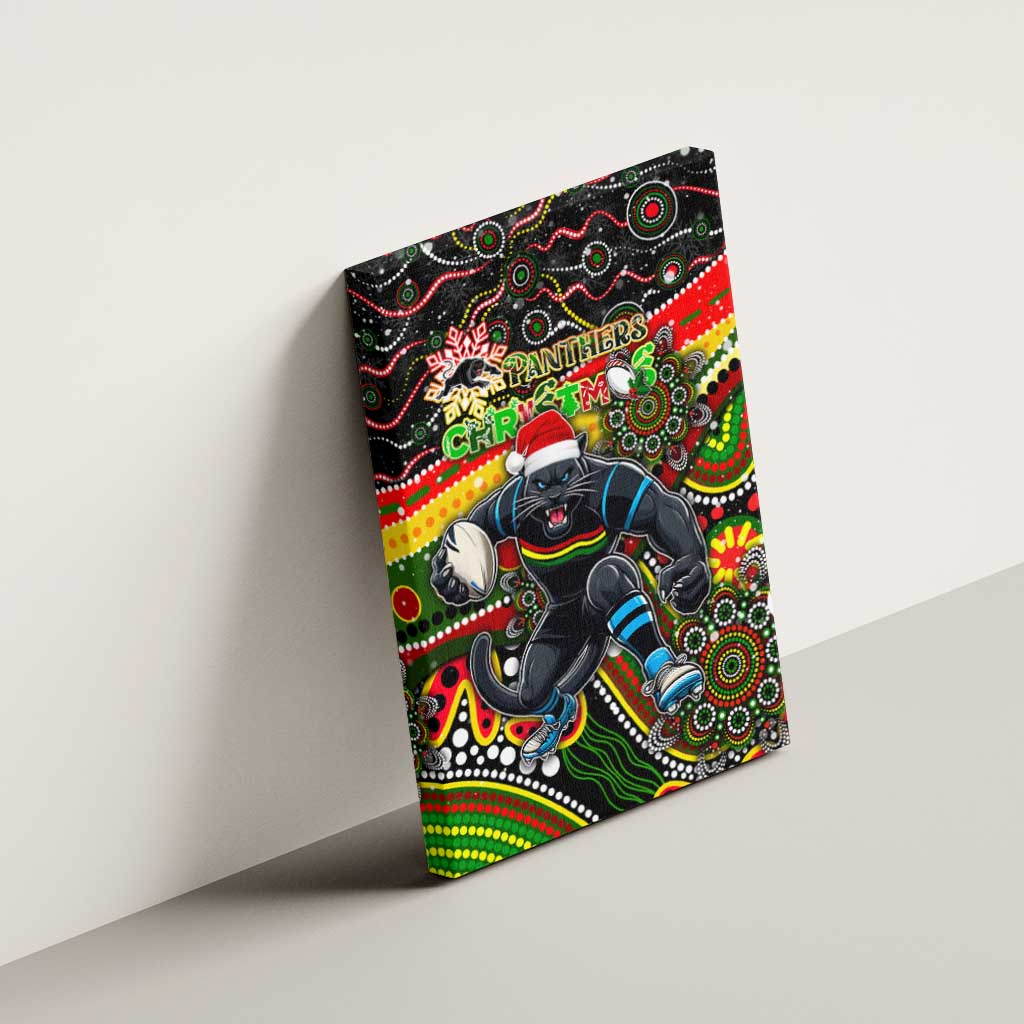 Merry Christmas Penrith Panthers Canvas Wall Art Aboriginal Santa Rugby Mascot - The Riff