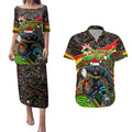 Merry Christmas Penrith Panthers Couples Matching Puletasi and Hawaiian Shirt Aboriginal Santa Rugby Mascot - The Riff