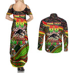 Merry Christmas Penrith Panthers Couples Matching Summer Maxi Dress and Long Sleeve Button Shirt Aboriginal Santa Rugby Mascot - The Riff