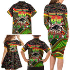 Merry Christmas Penrith Panthers Family Matching Long Sleeve Bodycon Dress and Hawaiian Shirt Aboriginal Santa Rugby Mascot - The Riff