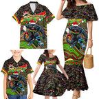 Merry Christmas Penrith Panthers Family Matching Mermaid Dress and Hawaiian Shirt Aboriginal Santa Rugby Mascot - The Riff