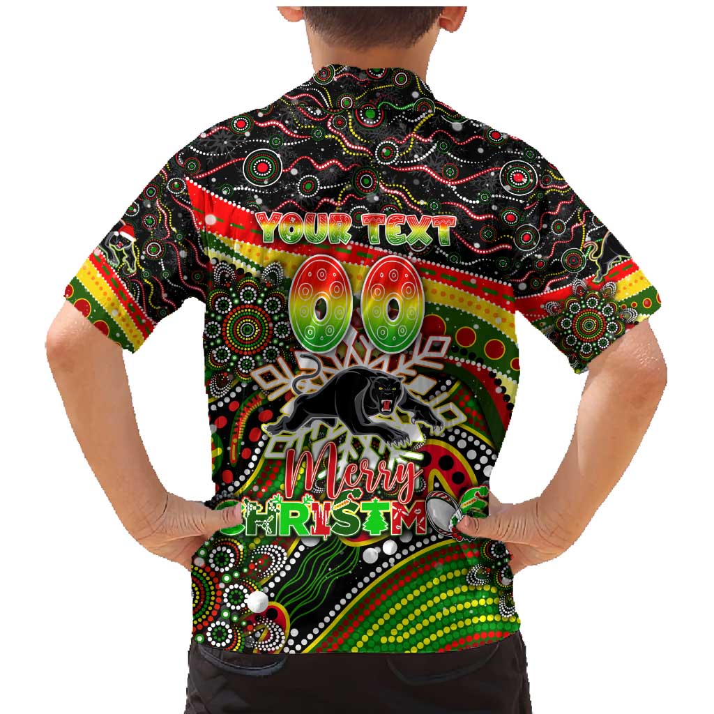 Merry Christmas Penrith Panthers Family Matching Mermaid Dress and Hawaiian Shirt Aboriginal Santa Rugby Mascot - The Riff