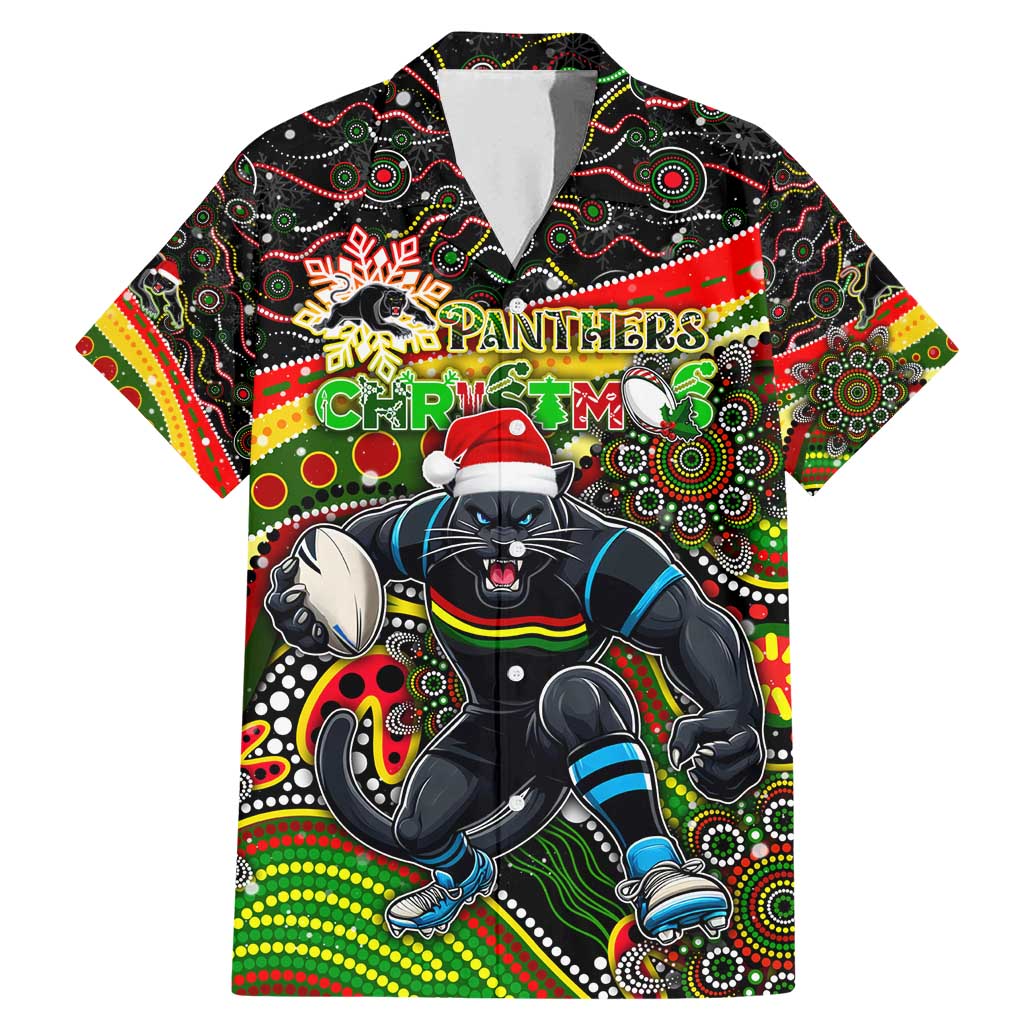 Merry Christmas Penrith Panthers Family Matching Mermaid Dress and Hawaiian Shirt Aboriginal Santa Rugby Mascot - The Riff