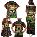 Merry Christmas Penrith Panthers Family Matching Puletasi and Hawaiian Shirt Aboriginal Santa Rugby Mascot - The Riff
