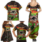 Merry Christmas Penrith Panthers Family Matching Summer Maxi Dress and Hawaiian Shirt Aboriginal Santa Rugby Mascot - The Riff